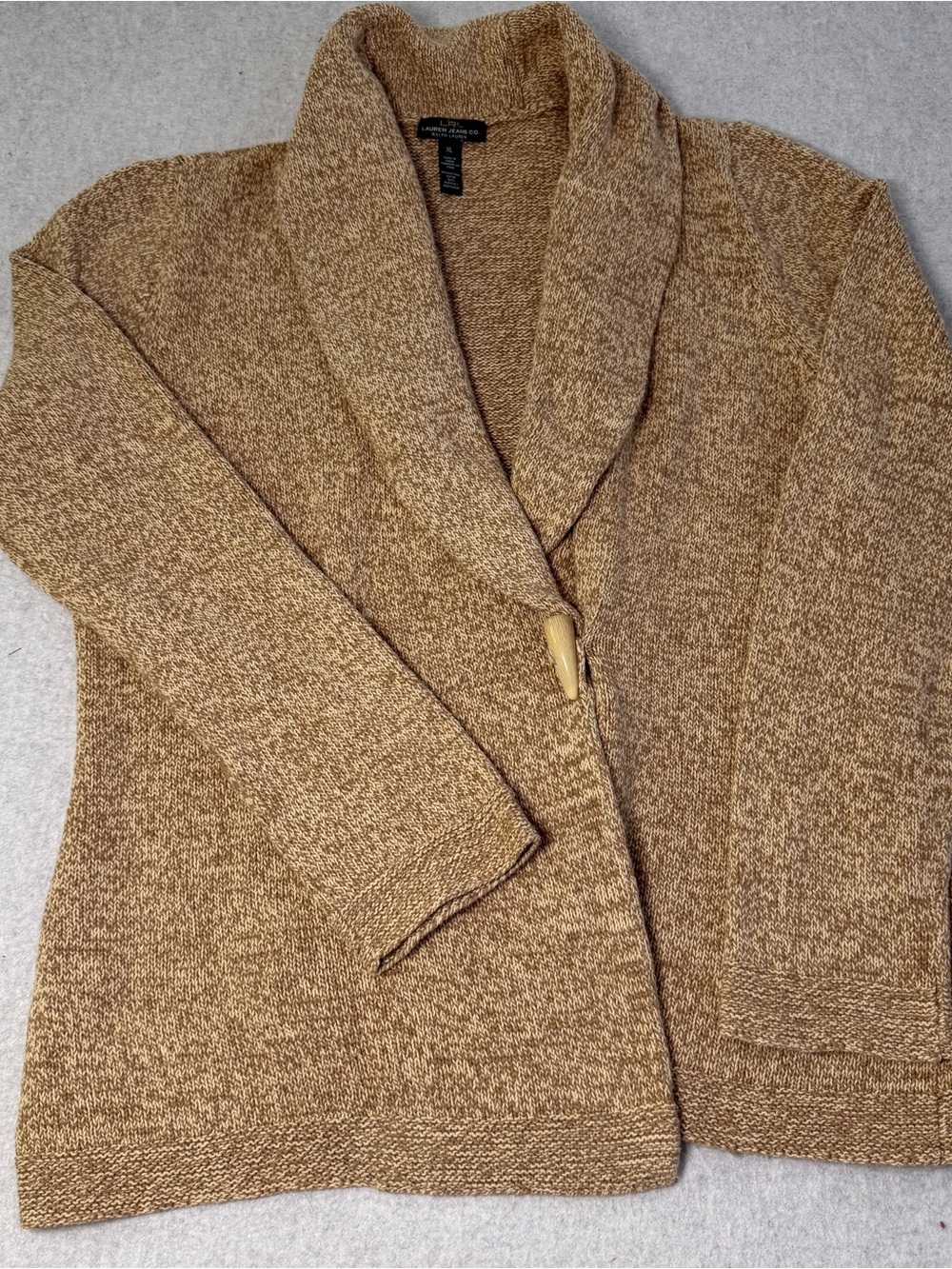 Lauren Ralph Lauren Shawl Collar Knit Cardigan Jacket - Camel Brown